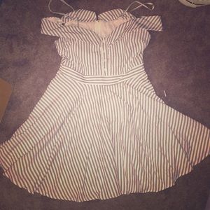 Gray and white stripe dress